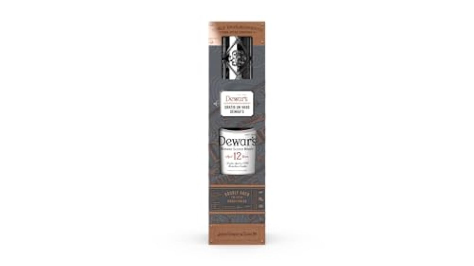 DEWAR´S 12 Años Whisky Escocés Blended con Vaso, Doble Añejamiento en Barricas de Bourbon de Primer Llenado para un Extra de Suavidad, 40% ABV, 70cl / 700ml kEKH1giE