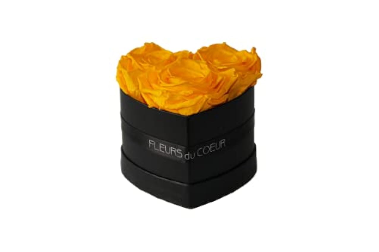 FLEURS du COEUR • Caja de rosas con corazón 3 (negro) – 3 rosas infinitas (naranja) | caja de flores con rosas conservadas • Flores de corazón. IzMElQ0y