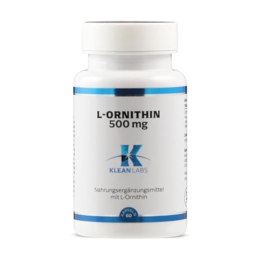Klean Labs - L-ornitina - 60 cápsulas - vegetariano, sin ingeniería genética, dosis altas, sin aditivos no deseados iKGYvq0D