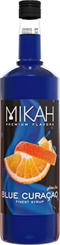 Mikah - Premium Flavors | Paquete de 6 jarabes para bebidas y postres sabores: Blue Curazao, Mango, Passion Fruit, Fresa, Vainilla, Caramelo | Uso profesional | 6 botellas de 1 litro (6 x 1000 ml) GQhRrIJs