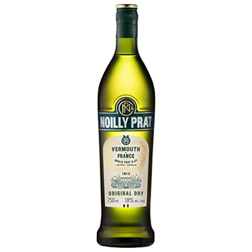 Noilly Prat Original Dry Vermouth, Vermut francés ideal para cócteles con Martini, elaborado con 20 hierbas y especias, como manzanilla, coriandro, naranja y flor de saúco, 18 % vol., 75 cl / 750 ml IBsYRTn9
