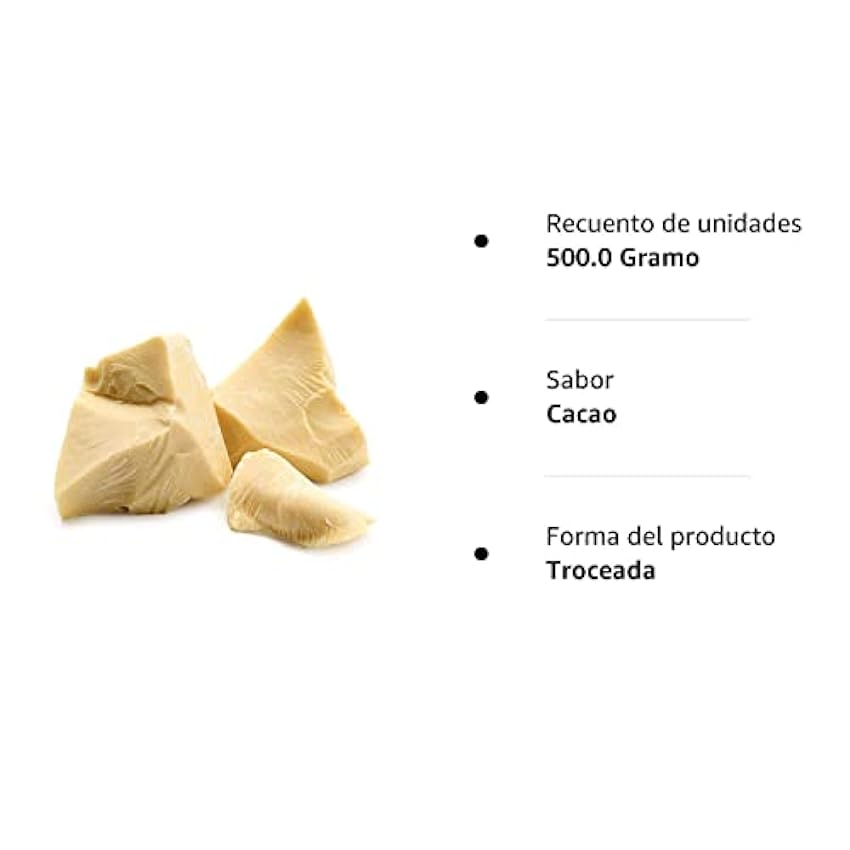 Manteca De Cacao 100% - Tipo Desodorizada - Uso alimentario y cosmética - Bolsa 500g - Calidad Extra - Cacao Venezuela Delta lQatHkNt