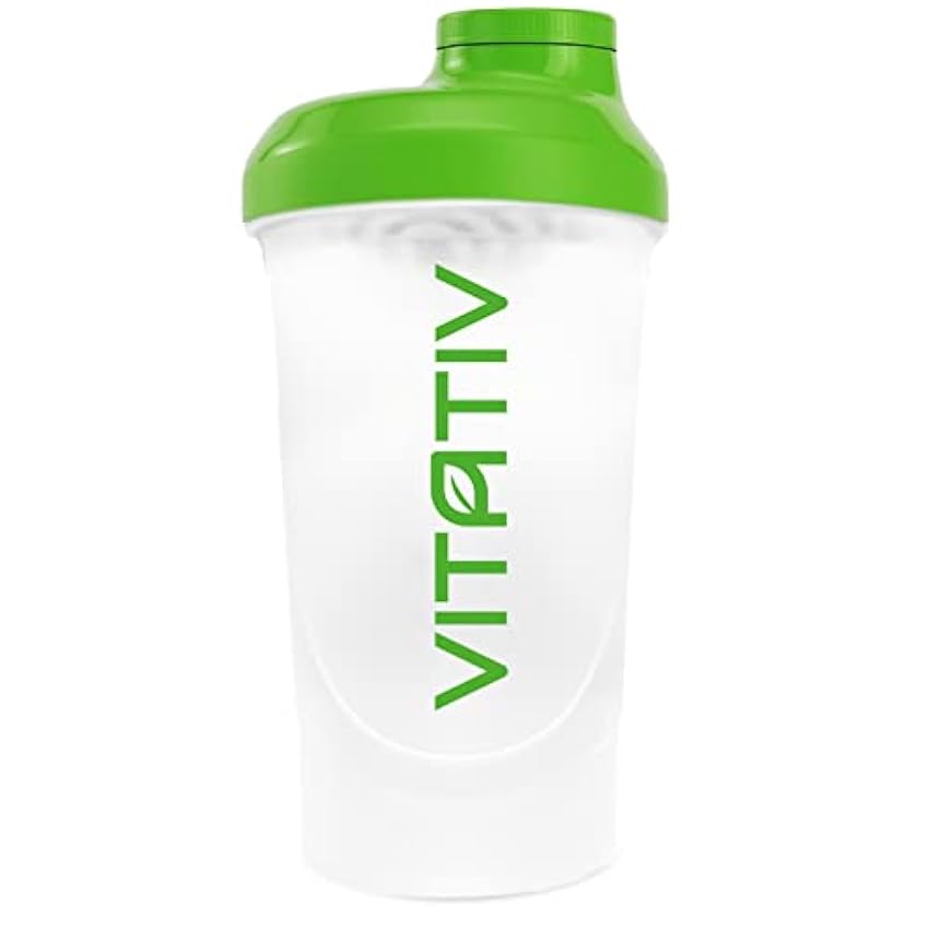 VITATIV - Botella Shaker 600 ml, para deportes y actividades al aire libre, perfecta para proteínas Hi3INuKU
