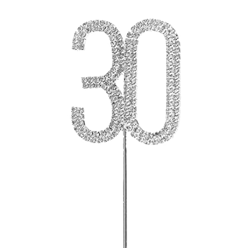 JJOnlineStore 30 adornos para tartas con diamantes de imitación para aniversario, cumpleaños, fiesta de compromiso, decoración número 13, 16, 18, 21, 25, 40, 50, 60, 70, 80 OBfgbulx