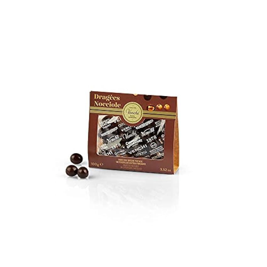 Venchi - PERLE DELLE LANGHE - Avellanas del Piamonte IGP bañadas en chocolate amargo 56%, 100 g - Vegano - Sin gluten IKGFiCIX