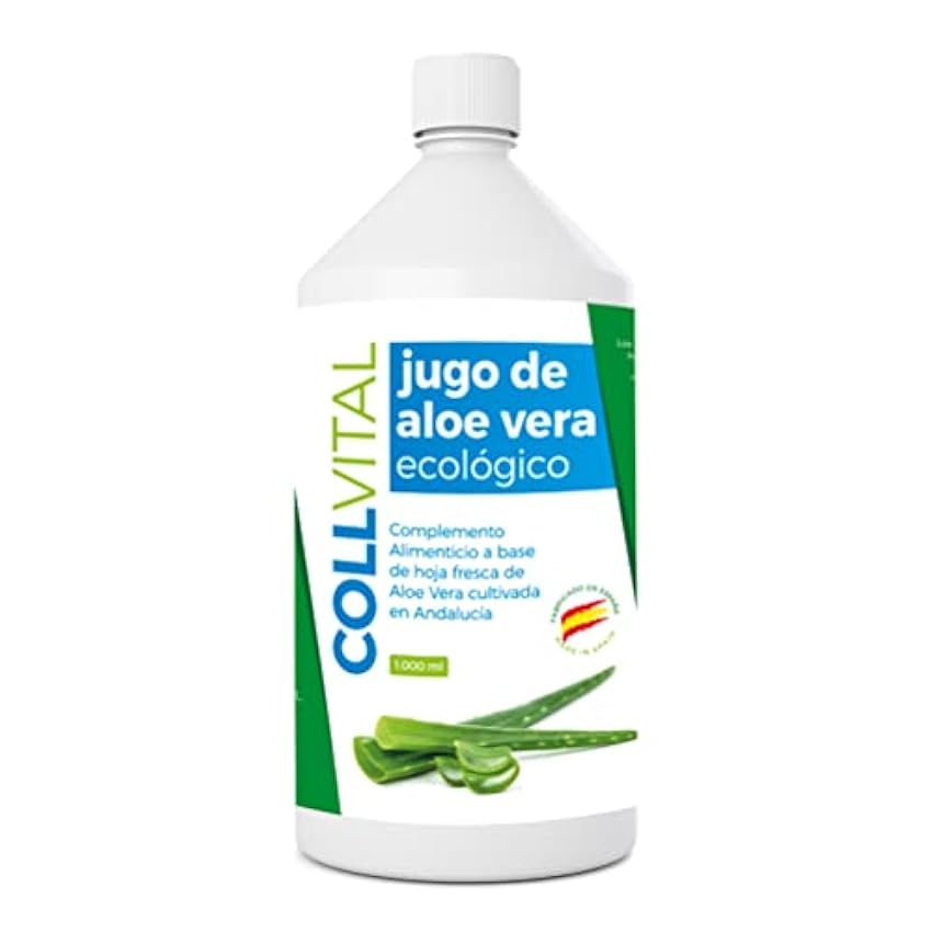 Aloe vera puro para beber con pulpa natural/zumo 99.5% aloe vera con certificación Bio y ecologico/bebida de jugo de aloe vera organico fabricada en España 1 litro iUtoh6UB