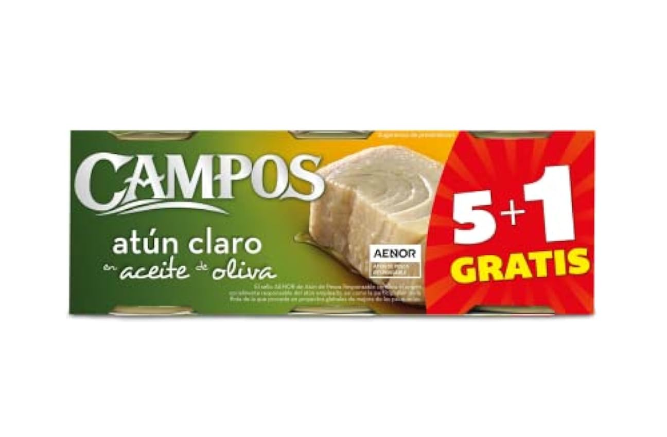 CAMPOS Conserva De Atún Claro Pack De 6 Latas, 80 g - Pack de 6 nCr8Oum2