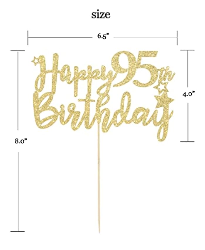 LOVENJOY Happy 95th Birthday Cake Topper 95 y Fabuloso Decoración Para Tarta de Cumpleaños Purpurina Dorada Adorno Para Tarta de Cumpleaños KmlyVnxf