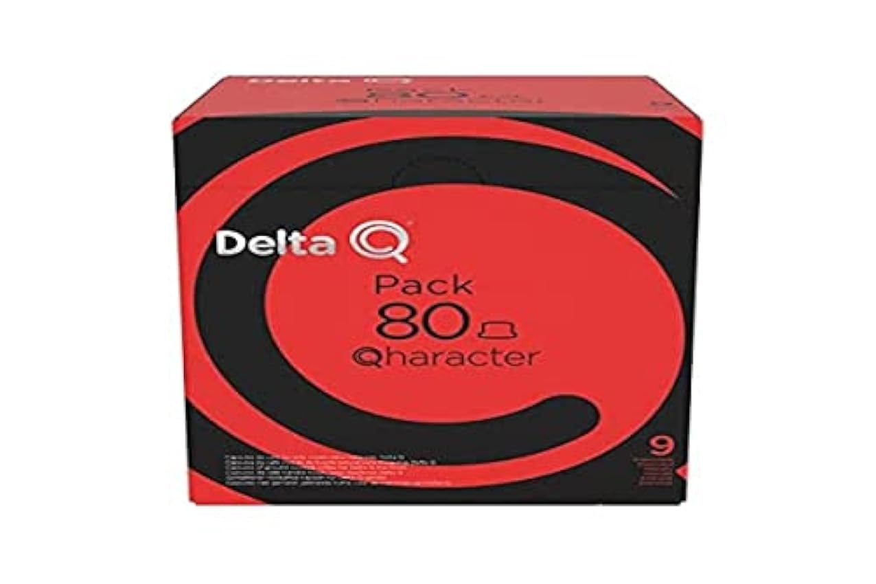 Delta Cafés - Delta Q - Cápsulas de Café Molido Qharacter - Espresso Intenso con Notas de Caramelo y Frutos Secos - Intensidad 9 - Molido Natural - 80 Cápsulas G3blxpN4