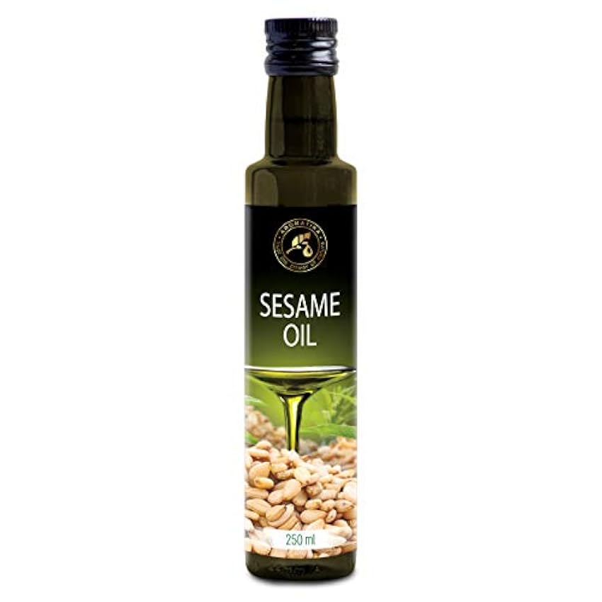 Aceite de Sésamo 250ml - Comestible - Prensado en Frío - Aceite de Sésamo para la Alimentación & la Salud - Sesamum Indicum - Aceite de Sésamo Crudo 100% Puro & Natural IMuaB4Yq