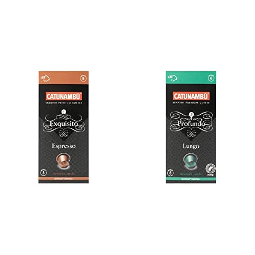 Catunambú - Cápsulas de aluminio de café Espresso compatibles Nespresso (20 cápsulas) & Cápsulas de aluminio de café Lungo Profundo compatibles Nespresso (20 cápsulas) | Cápsulas doble espresso K5pgSAka