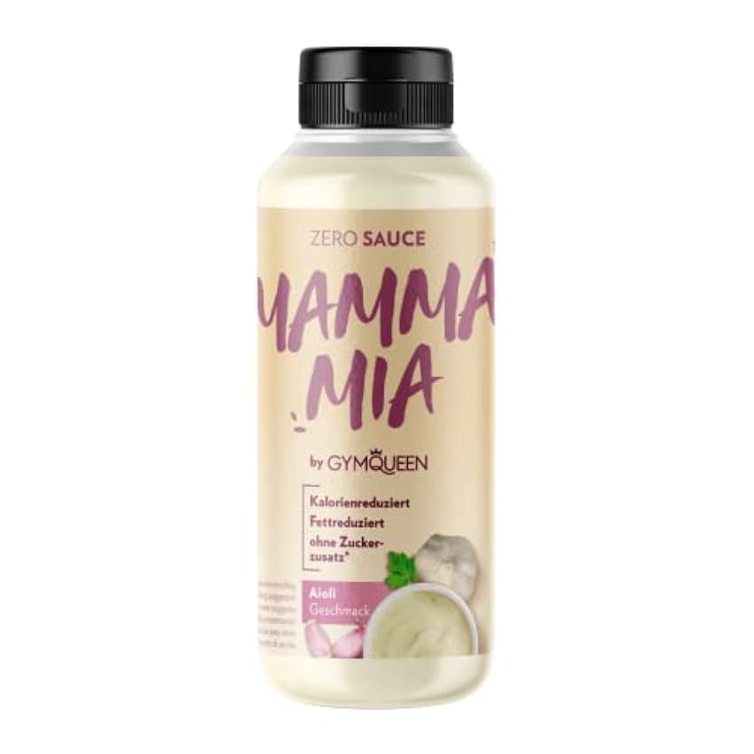 GymQueen Mamma Mia Zero Sauce, 265 ml, reducida en calorías, sin grasas ni azúcares añadidos, para refinar platos o como aderezo de ensaladas, vegetariana, Aioli lCSVekQd