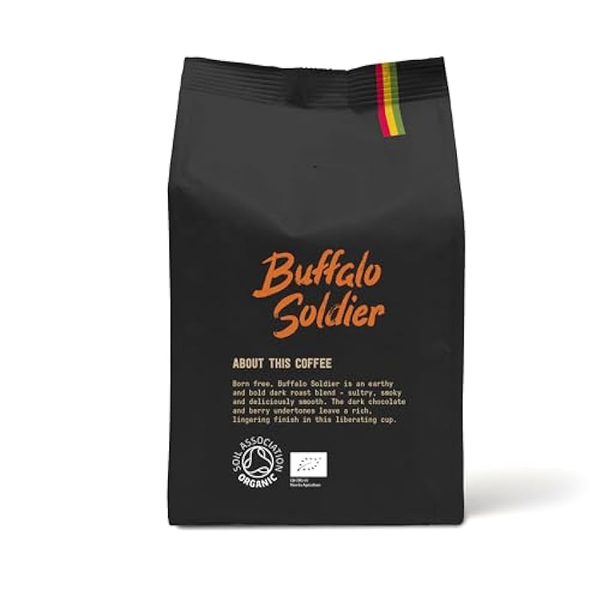 Buffalo Soldier de Marley Coffee, granos de café, orgánico bio, tostado oscuro, de la familia de Bob Marley, 227 g Café en Grano HLS2qQkY