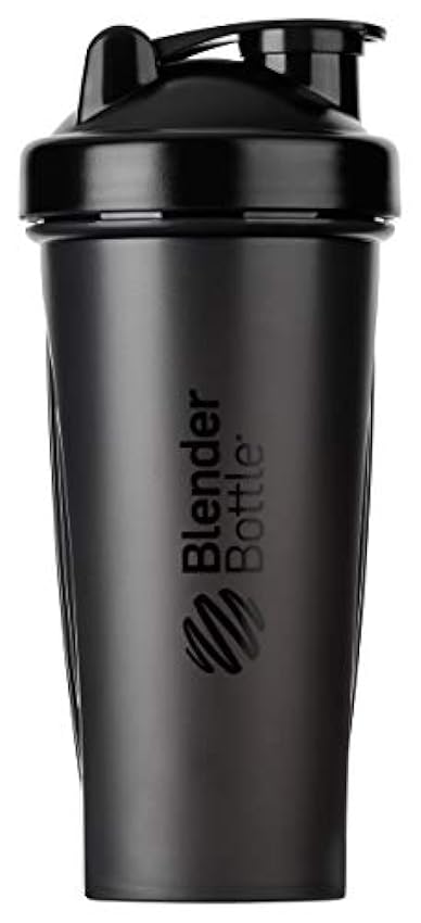 BlenderBottle Classic Botella de agua | Botella mezcladora de batidos de proteínas | con batidor Blenderball | libre de BPA | 820ml, Negro O66eA3sC