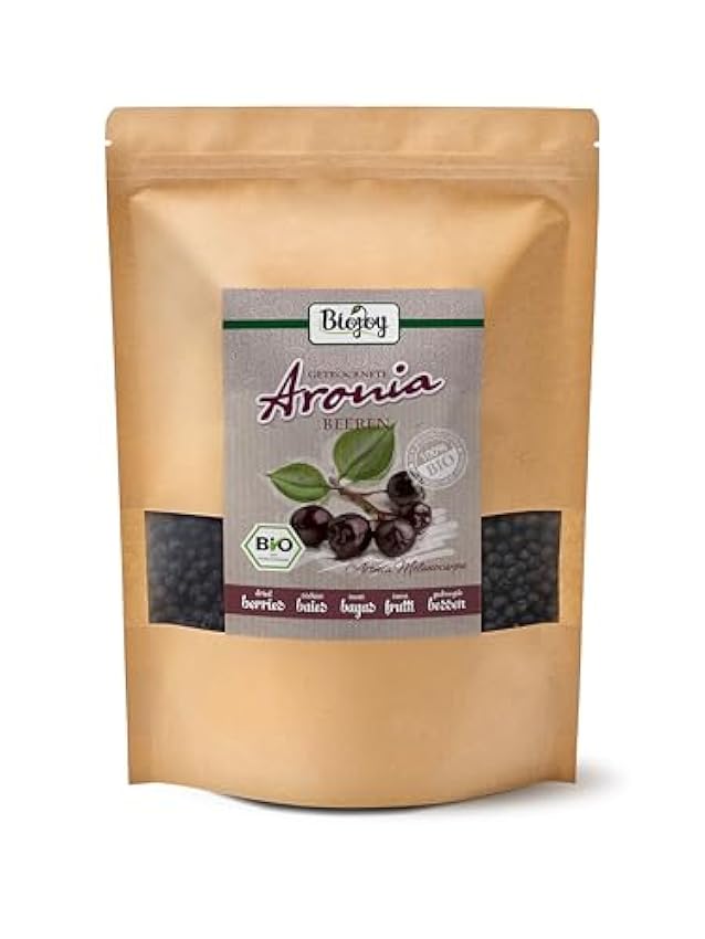 Biojoy Bayas de Aronia secas BÍO (1 kg), frutas enteras de aronia, Aronia melanocarpa JjBmx9DI