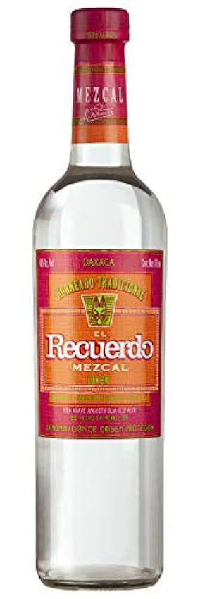 Mezcal Recuerdo Joven - Botella de Mezcal Mexicano - Sin Reposo ni Maduración Fabricado con Agave - 70 cl - 40% de Alcohol - con Sabor Agridulce y Cítricos Frescos Oi3OOOC2
