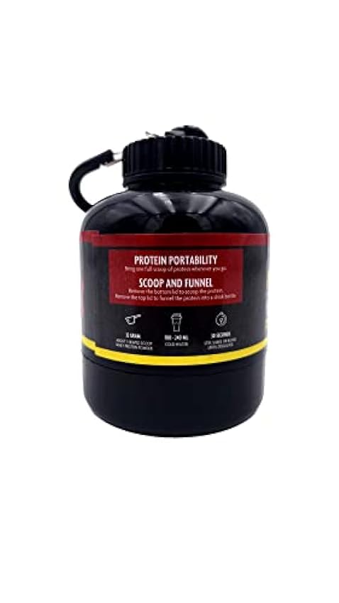 Porta proteínas muscle Never Give Up, contenedor y embudo portátil para proteínas y otros suplementos, varios tamaños, 30 y 60 gramos (kit 30 y 60 g) N58M9w9C