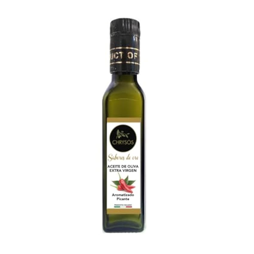 CHRYSÓS - Aceite de oliva virgen extra italiano | Sabor Picante | Aceite de oliva extra virgen sabores premium | Botella 250ml HYKmVPfH
