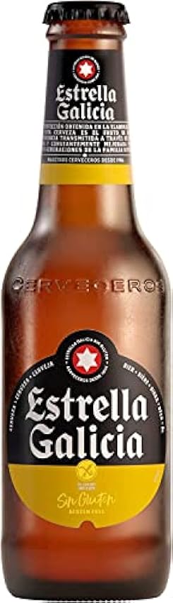 Estrella Galicia Sin Gluten - Cerveza Lager Sin Gluten, Pack de 24 Latas x 25 cl, Sabor Neutro y Ligero, Aroma a Cebada y Malta, 5,5% Volumen de Alcohol fRSDBH8h