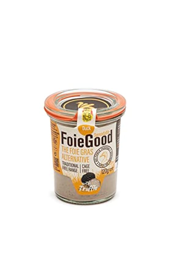 FoieGood - Untable de Pato con Trufa - Paté de Hígado de Pato - Ideal para Aperitivos - Suave y Cremoso - Sin Cebo Tradicional - Tarro de cristal 120 g kHnouQW0