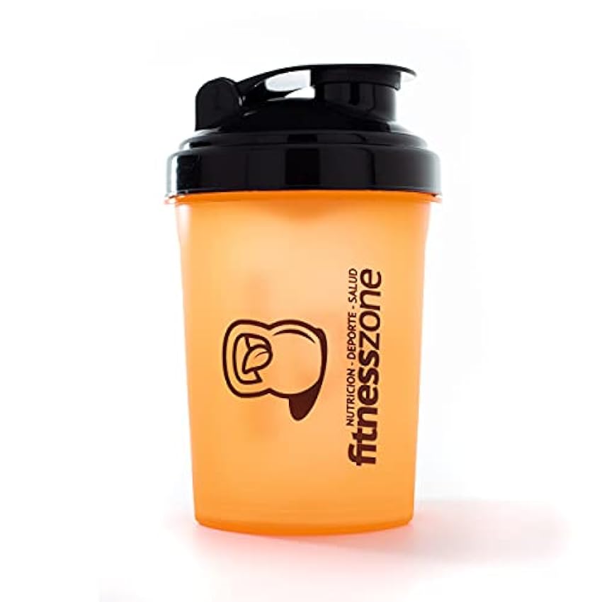 FitnessZone - Nano Shaker 500 ml - Color Naranja y Tapa Negra - Vaso para Batidos de Proteínas - Tapón Hermético Anti-Apertura de Rosca y Filtro Anti-Grumos - Coctelera y Mezclador de Proteínas OGgHYWJ4