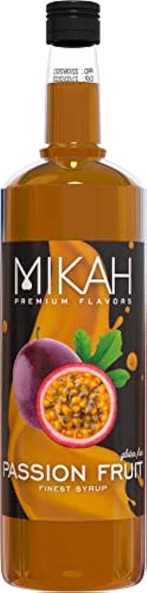 Mikah - Premium Flavors | Paquete de 6 jarabes para bebidas y postres sabores: Blue Curazao, Mango, Passion Fruit, Fresa, Vainilla, Caramelo | Uso profesional | 6 botellas de 1 litro (6 x 1000 ml) GQhRrIJs