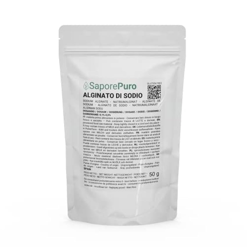 Saporepuro Alginato de Sodio en polvo 50 gr - espesante y gelificante para alimentos MImnn59i