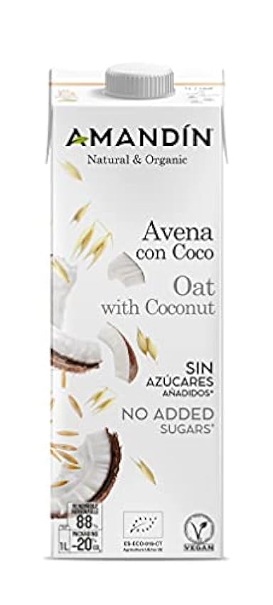 AMANDIN 400088 Bebida De Avena Con Coco - Paquete De 6 X 1000 Ml - Total: Ml, 6000 Mililitro, 6 Unidades jFsZZqGg