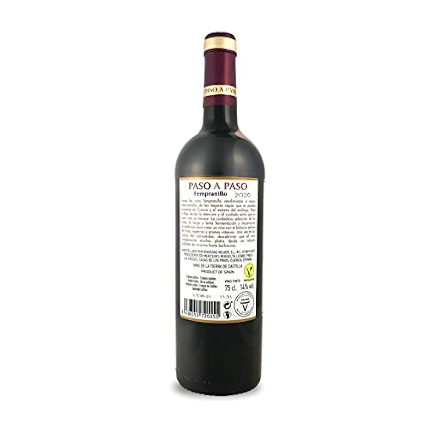 BODEGAS Y VIÑEDOS VOLVER | Vino Tinto Paso a Paso - Roble - | Cosecha 2020 |  Variedad Tempranillo | Vino de la Tierra de Castilla | (1 Botella x 750 ml) gu0qwwbu