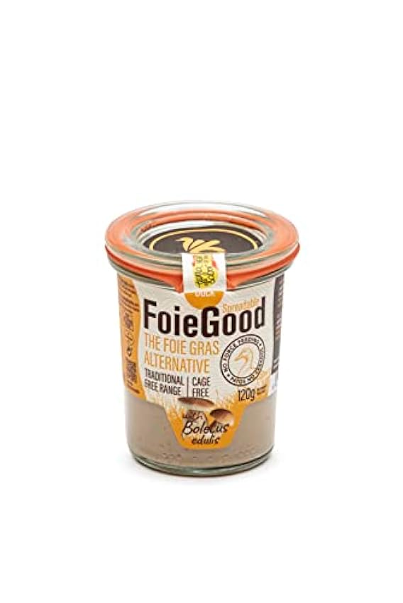 FoieGood - Untable de Pato con Boletus - Paté de Hígado de Pato - Ideal para Aperitivos - Suave y Cremoso - Sin Cebo Tradicional - Tarro de cristal 120 g oJQMakAE
