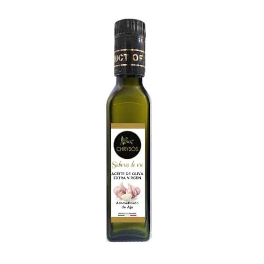 CHRYSÓS - Aceite de oliva virgen extra italiano | Sabor Ajo | Aceite de oliva extra virgen sabores premium | Botella 250ml g43BLV2B