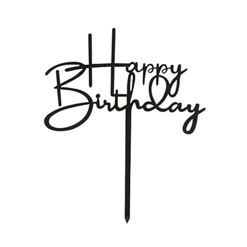 Dekora - Cake Topper para Cumpleaños | Cake Topper Happy Birthday Negro - Medidas: 12x12,5 cm pJmkY8e2
