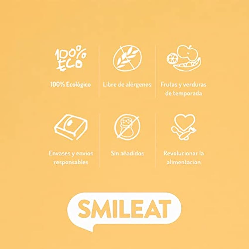 Smileat - Tarrito Ecológico con Verduras, Ingredientes Naturales, para Bebés desde 6 Meses, Sano y Saludable, sin Gluten, Sabor a Brócoli, Cordero y Chirivía - Pack de 12 x 230g = 2760g KOXy3cnJ