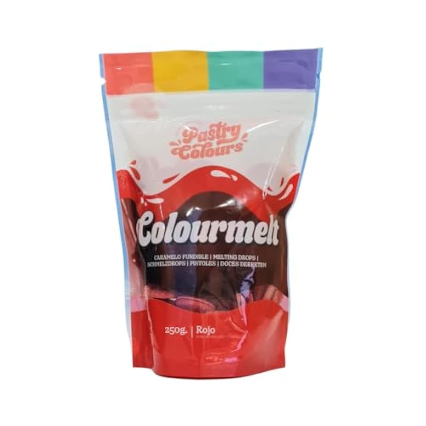PASTRY COLOURS - Melts Rojos - Melts de Colores - Chocolate para Fundir - Cobertura para Pasteles - Bolsa de 250g (Rojo) NniTGIXw
