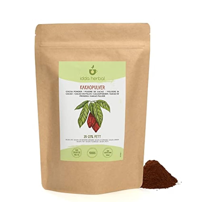 Cacao en Polvo (1kg), Cacao en Polvo sin Azúcar, 20-22%