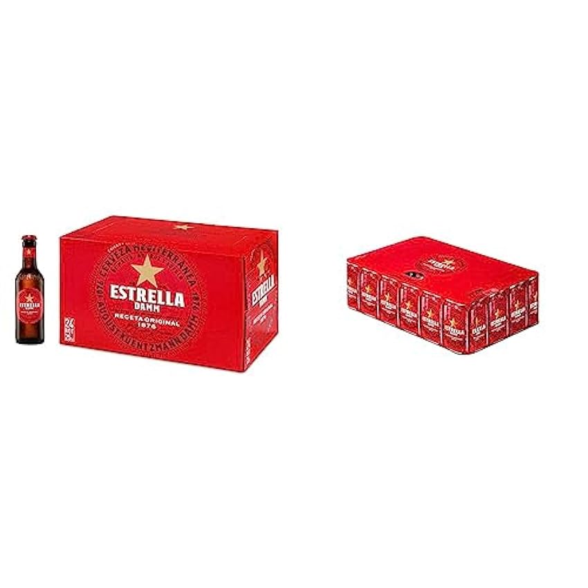 Damm - Cerveza Estrella Damm, Caja de 24 Botellas 25cl 