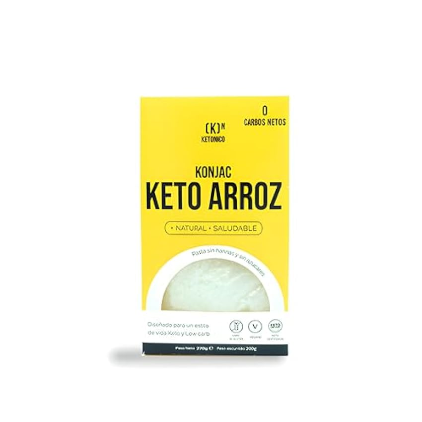 Ketonico Konjac Keto Sin Gluten, Sin Lactosa, Sin Soja, Sin OMG, Certificado Keto 1.2g Carbohidratos por Plato, Arroz,1.0 unidad, 0.29 kilograms pOkY2vcl