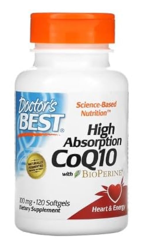 Doctor´s Best CoQ10 de Alta Absorción con BioPerine, 100mg - para Energía y Salud Cardiovascular, 120 cápsulas blandas noUNCHJM