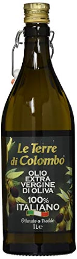 Le Terre di Colombo Aceite de Oliva Virgen Extra 100 % Italiano, Botella con Estrías y Tapón Mecánico, 1 L gLavHuYU
