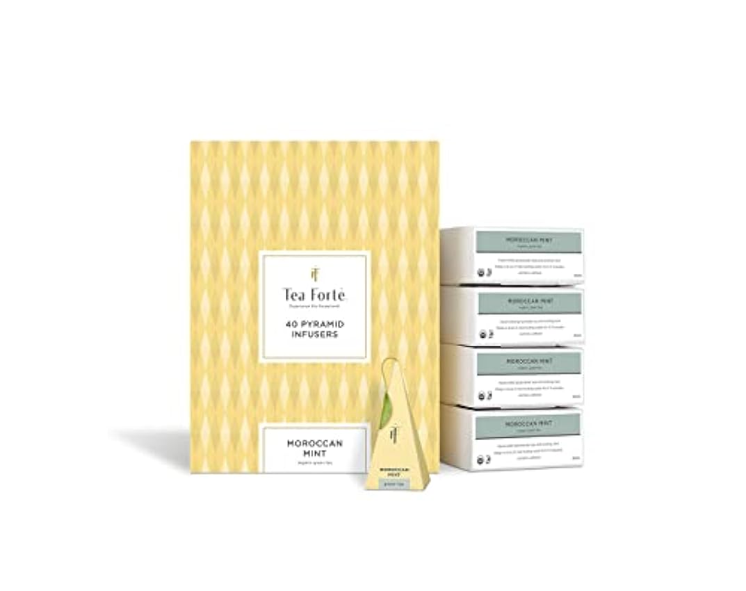 Tea Forte Moroccan Mint | Pack de 40 pirámides de infusión | Té ecológico verde M16Ljdqg