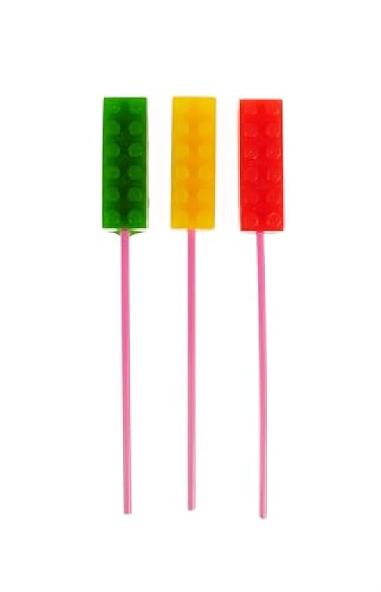 Bloques de construcción Lollipop 12g 50 piezas - dulces infantiles en forma de juego de construcción - dulces piruletas en varios colores - dulces divertidos para cumpleaños infantiles iNg652R0