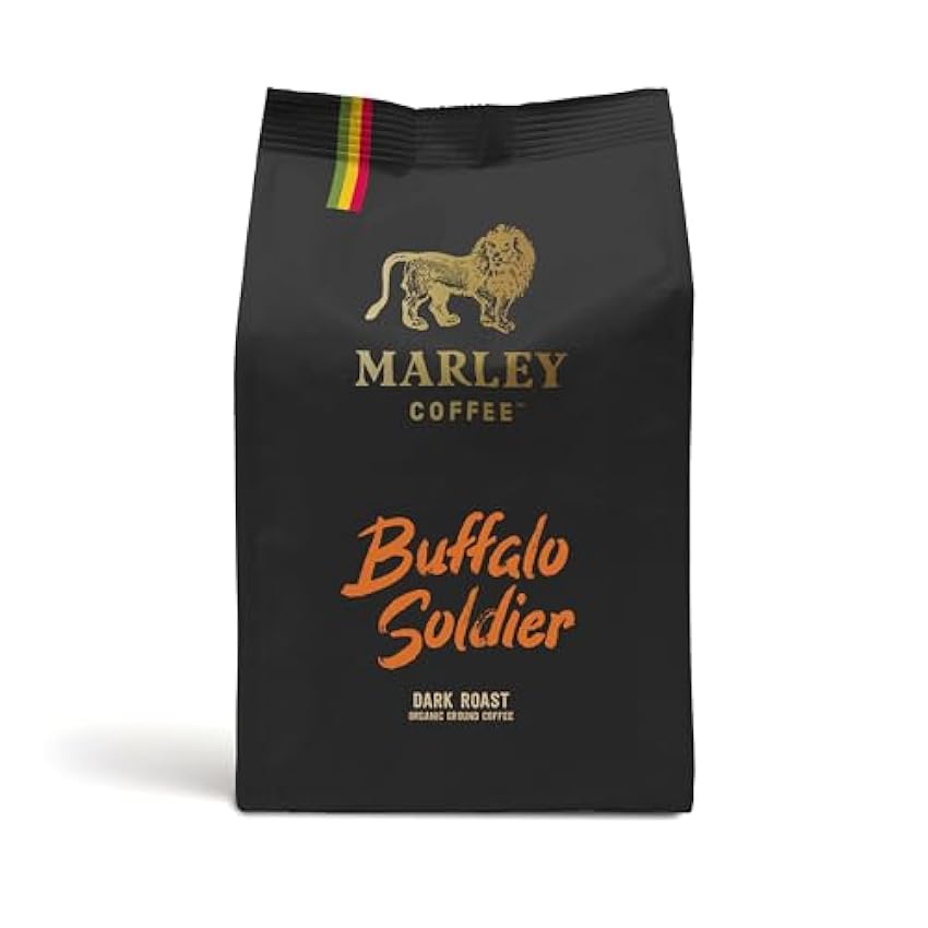 Buffalo Soldier de Marley Coffee, café molido, orgánico bio, tostado oscuro, de la familia de Bob Marley, 227 g kpstoIat