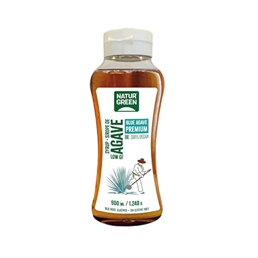 NaturGreen - Sirope Agave Bio, Endulzante Natural, Edulcorante Ecológico, Bajo Índice Glucémico - 900 ml/1240 g, Pack 6 unidades G7IWJgPz