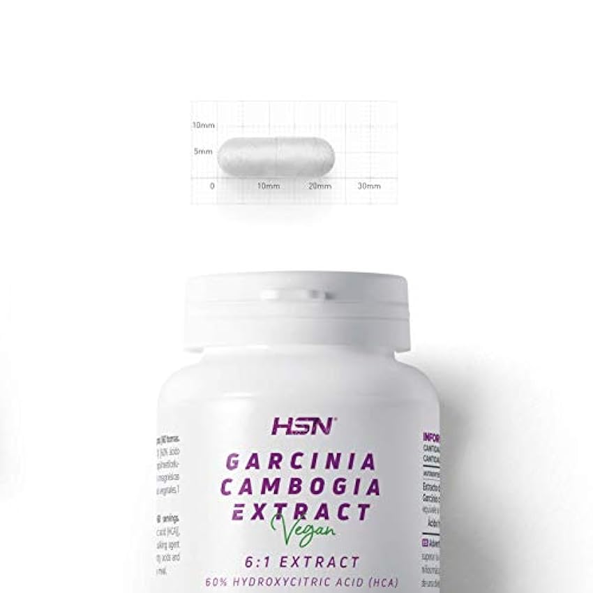 Garcinia Cambogia - 60% Ácido Hidroxicítrico HCA - de HSN | 120 Capsulas Vegetales | 1000 MG Extracto 6x Veces Más Concentrado por Dosis Diaria | No-GMO, Vegano, Sin Gluten gg0iHUsi