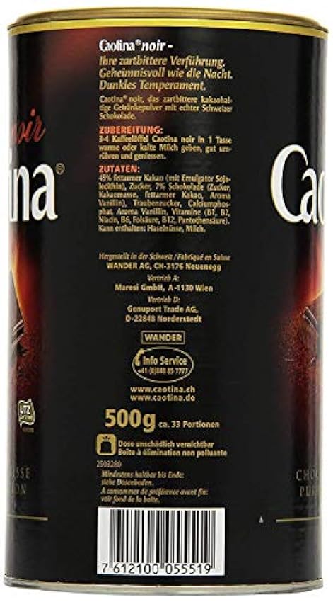 Caotina Original chocolate box noir + leche entera + 2x 300 g Caotina Crema, paquete de 4, (2x500g + 2x300g) OOyrO8E9