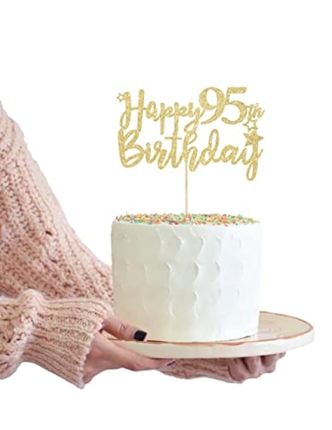 LOVENJOY Happy 95th Birthday Cake Topper 95 y Fabuloso Decoración Para Tarta de Cumpleaños Purpurina Dorada Adorno Para Tarta de Cumpleaños KmlyVnxf