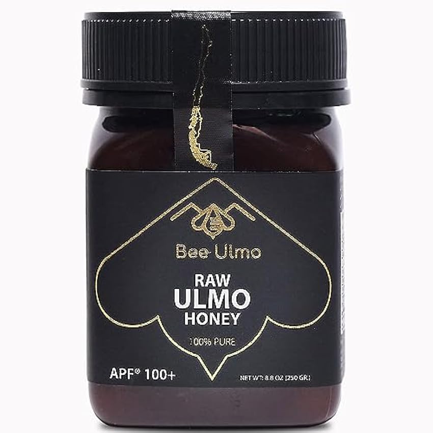 BEE ULMO Honey APF 100+. Miel de Ulmo Premium de la Patagonia Chilena. Ayuda a Tu Sistema Inmunitario. Sin OGM. Sin Gluten. 100% Pura, Cruda y Saludable. 250 gramos. pcEdzV2v