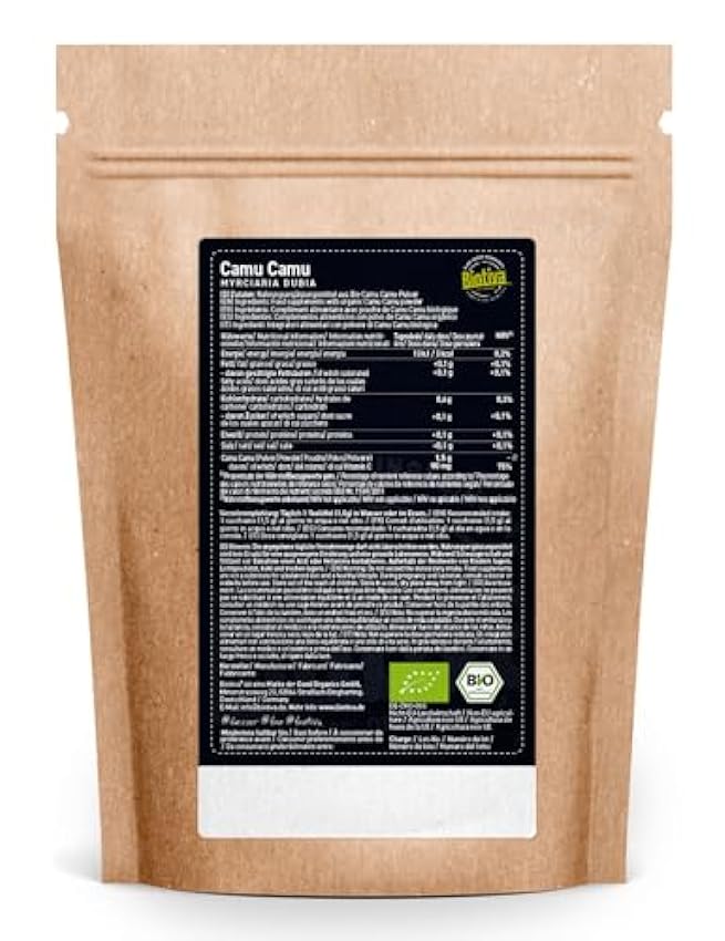 Biotiva Polvo camu camu orgánico 250 g - vitamina C natural - de colección silvestre, sin aditivos, manufacturado en Alemania (DE-ÖKO-005). O36AyrY0