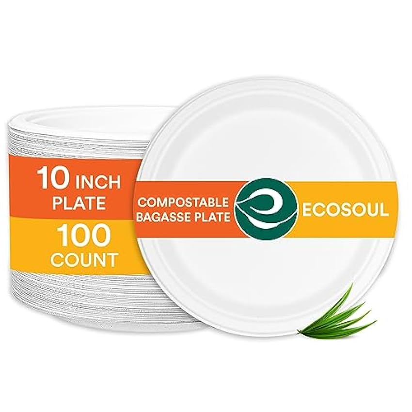 ECO SOUL Platos de Papel Blanco Perla 100% compostables