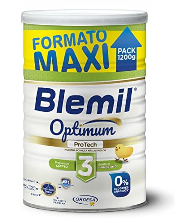 Blemil 3 Optimum ProTech 0% Azúcares añadidos - Preparado Lácteo en polvo, Desde los 12 meses, 1200 g OC6IcpzL